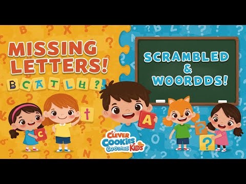 Fun Spelling Game for Kids: Guess Missing Letters & Unscramble Words Challenge
