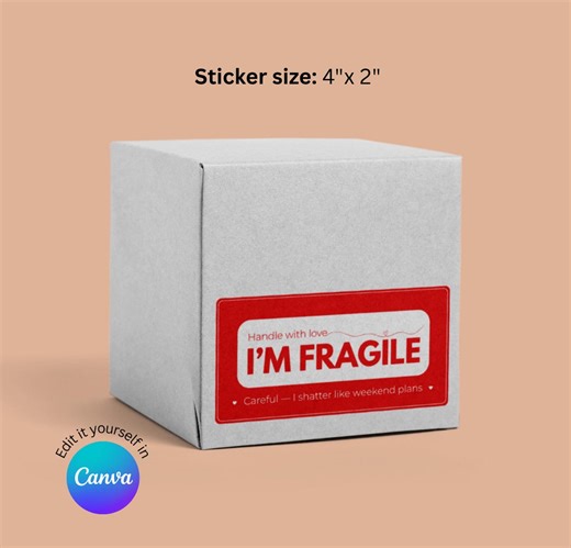 Customizable Fragile Stickers for Packaging: Handle With Care Labels (canva Template, Digital Download) - Etsy UK