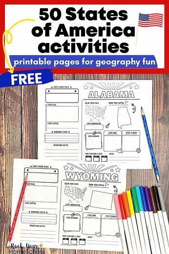 50 States Printable Activities Set for Fantastic Geography Fun