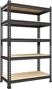 PrimeZone Storage Shelves 5 Tier Adjustable Garage Storage Shelving, Heavy Duty Metal Storage Utility Rack Organizer Shelf Unit for Warehouse Pantry Closet Kitchen Basement, 28" x 12" x 59", Black
