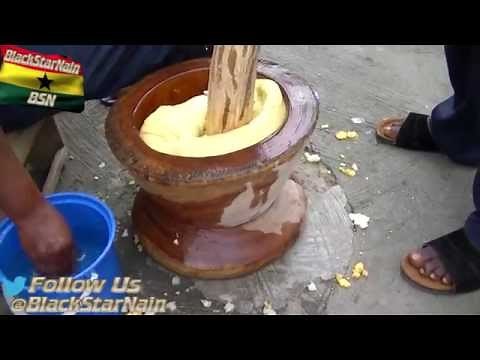 Pounding fufu in Kumasi, Ghana