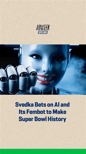 Svedka Vodka is making Super Bowl history with its Feb. 8 debut featuring the Fembot and AI. The vodka brand's first Big Game ad marks three firsts: the first primarily AI-generated Super Bowl commercial, the first vodka brand to advertise during the game, and the first Super Bowl spot from parent company Sazerac. The push follows Sazerc's 2024 acquisition of Svedka and Anheuser-Busch's end of Super Bowl exclusivity to the alcohol category in 2023. Svedka revived the Fembot in August after a 12-