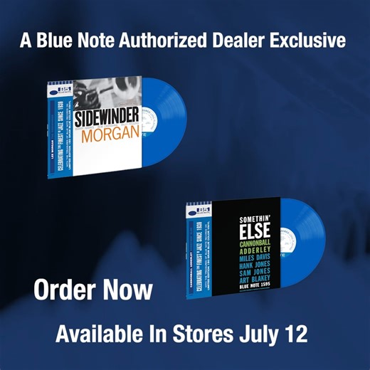10 all-time classics of the Blue Note catalog will be reissued on AAA 180g blue vinyl exclusively available thru Blue Note Authorized Dealer indie stores! The first two come out July 12! Cannonball Adderley "Somethin' Else" https://recordstoreday.com/UPC/602458592139 Lee Morgan "The Sidewinder" https://recordstoreday.com/UPC/602458592214 | Blue Note Records