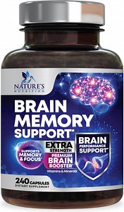 Brain Memory Supplement Pills, 3X Strength Nootropics for Concentration, Clarity & Focus Support - Brain Health Cognitive Vitamins with Bacopa, Phosphatidylserine & DMAE, Brain Booster - 240 Capsules