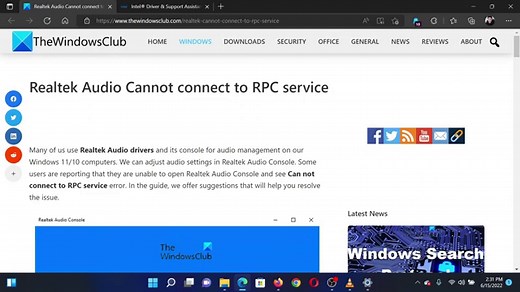 Realtek Audio Cannot connect to RPC service