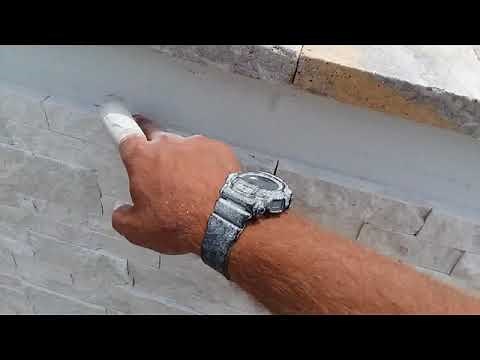 Veneer Stone panel Split face stone travertine install tutorial ( Part 1)