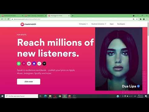 Musixmatch perfil Artista Registro Y sincronizar letras