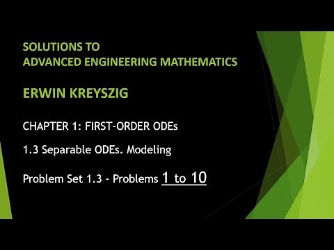 KREYSZIG #6 | Advanced Engineering Mathematics - Kreyszig | Problem Set 1.3 | Problems 1 - 10
