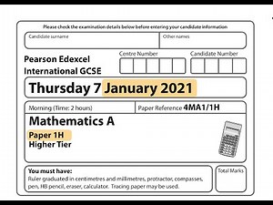 IGCSE Mathematics January 2021 - 4MA1/1H