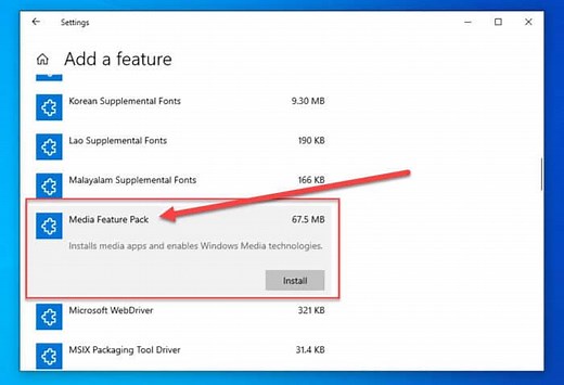 How To Install Media Feature Pack In Windows 10 N/KN Version 1909