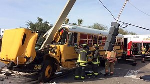 BREAKING NEWS: Clearwater police and firefighters are on scene of a school bus crash and working to extricate the driver. Police are asking drivers to avoid the area of Drew and Fort Harrison. http://bit.ly/2hPnd8l (Video courtesy Clearwater Public Safety) | WFLA News Channel 8