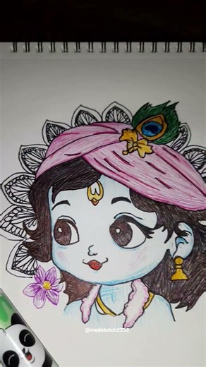 Khoobsurat to hai🥰🙏 lord krishna sketches with colorful pens #arts #drawing #shortvideo #short #art