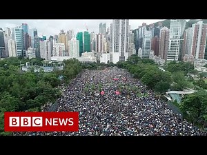 Aerial footage shows extent of Hong Kong protest - BBC News