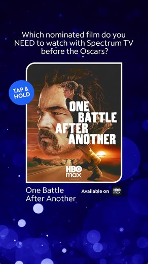 Oscars season is here. Time to catch up before your group chat exposes you. Get to watching all the nominees with Spectrum TV. #SpectrumTV Streaming apps included in qualifying Spectrum TV plans for residential customers only. Activation of a separate subscription may be required to view content through each streaming application. This may not replace any existing subscriptions you already have; those must be managed separately. Services subject to all applicable service terms and conditions, su