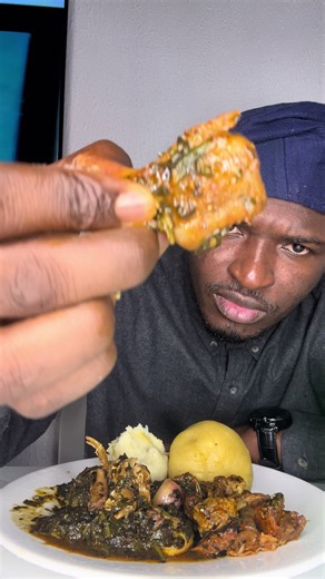 Eba and Pounded Yam with Vegetable Soup Recipe