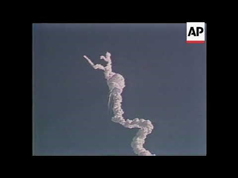 Space shuttle Challenger exploding during launch
