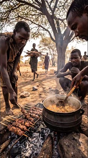 Traditional African Cooking in Village | Giant Meat Satay & Soup” #shorts #fyp