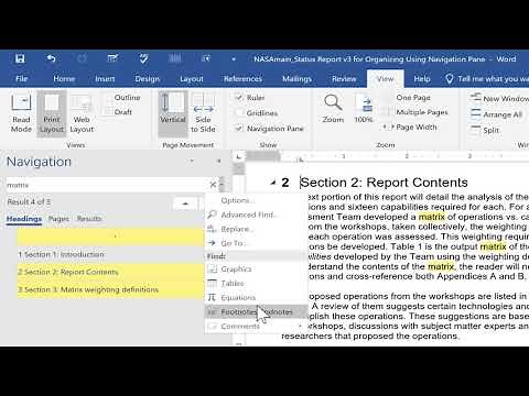 Organize Your Word Documents using the Navigation Pane