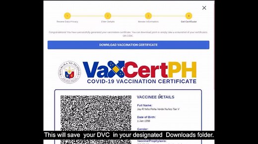 Digital Vaccine Certificate Tutorial Want to get your digital vaccine certificate for your future travel? Watch this instructional video to learn how. VaxCertPH is a portal and mobile app developed by the DICT for the Department of Health (DOH) for the issuance of digital vaccination certificates for vaccinated individuals in the country. To get your digital vaccine certificate, visit https://vaxcert.doh.gov.ph/ For more information, you may contact the DOH VaxCert Support team at: vaxcertsuppor