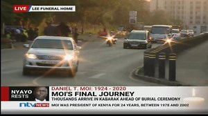 CONVOY WITH body of former president Daniel Moi leaves Lee Funeral Home for Wilson Airport ahead of his burial in Kabarak, Nakuru. #MoiFuneral | Nation
