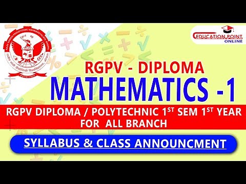 Syllabus | Mathematics 1 (M1) RGPV Diploma / Polytechnic 1st Sem 1st Year for All Branch
