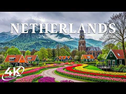 Netherlands 4K | A Land Below the Sky – Windmills, Calm Canals & Roads Across Endless Green Fields