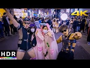 4K HDR Tokyo Night Walk Shibuya Halloween 2022 - 3 HOURS