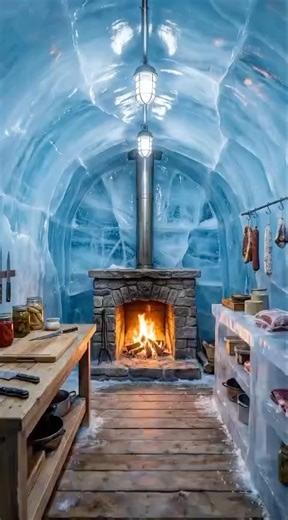 FIREPLACE Inside an ICE CABIN – Does it Actually Work? ❄️🔥 #experiment #relax #tinyhouse