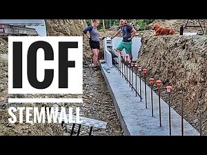 Building an ICF stemwall- Stacking the first of many ICF blocks and our second concrete pour.