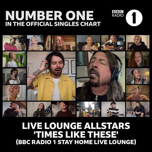 🥁 This week’s Official Charts Number 1 Single is… 🥁 LIVE LOUNGE ALLSTARS - ‘TIMES LIKE THESE’ 🎉🎉 Thank you to everyone who downloaded and streamed the track - your generosity will enable BBC Children in Need and Comic Relief to help the most vulnerable during the COVID-19 crisis ❤️ | BBC Radio 1