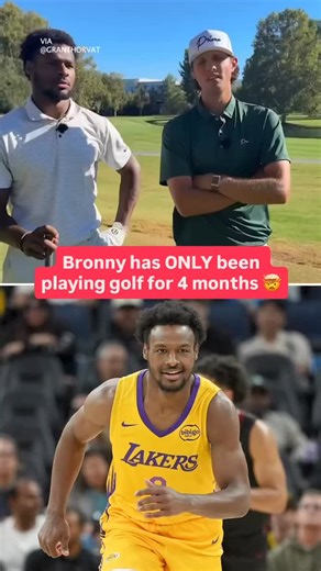 Bronny following in the footsteps of his dad and taking up golf 😅⛳ (via @granthorvat) | Yahoo Sports