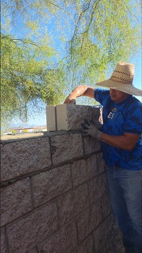 Building a split-face block wall #construction #reflection #contractor
