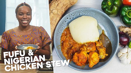 Marina shares her recipe for Fufu and Nigerian Chicken Stew just in time for emancipation celebrations in Trinidad & Tobago. #fufu ▼FULL RECIPE: https://bit.ly/3rGV59A ▼INSTAGRAM: https://www.instagram.com/eatahfoodtt ▼FACEBOOK: https://www.facebook.com/eatahfood ▼TWITTER: https://www.twitter.com/eatahfood | Eatahfood