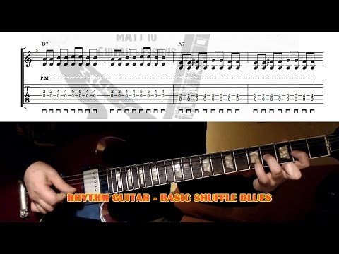 Blues Shuffle Rhythm (for beginners) GUITAR LESSON with TAB