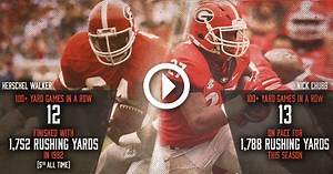 Video: Nick Chubb sprints into history with 13th consecutive 100-yard game