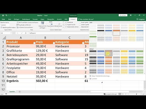 Creating tables – Excel tutorial