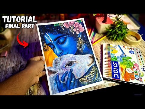 How to Draw Krishna Ji | Lord krishna drawing | Colour Pencil Tutorial | Step by Step | Final Part 🦚