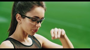 Tired runner wipes brow on green background - Free Stock Video