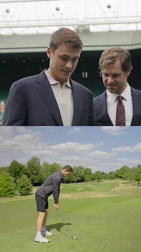 Rating Carlos Alcaraz and Andy Murray's golf swings 🏌‍♂️✅️ Ludvig Aberg and Thomas Detry react to highlights of tennis stars golfing. Watch the full feature on YouTube. @ROLEX @PGATOUR @DP World Tour