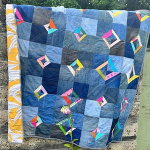 How to Make a Quilt-As-You-Go Denim Quilt (Free Scrap Pattern!)