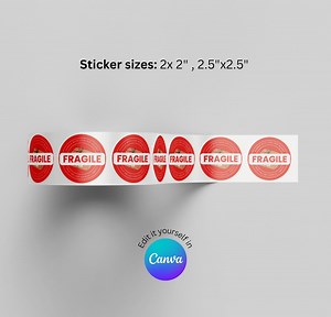 Customizable Fragile Stickers for Packaging: Canva Template (digital Download) - Etsy Australia