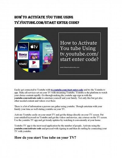 How to Activate Youtube Using tv.youtube.com/start enter Code