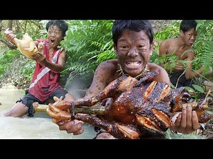cook chicken by primitive technology