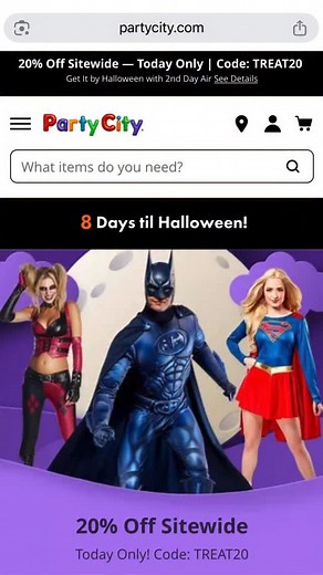 Haven’t seen the all new Party City website yet? Today’s your sign: 20% OFF sitewide FREE Shipping on orders $50 ! Get your Halloween costumes, décor, and party essentials in time for the big night. 🎃 Shop now: www.partycity.com Offer is valid only for 10/23/25. | Party City