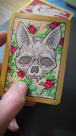 Live on Ebay for bidding until 3-7-26. #ACEO #mask #bat #roses #originalart seller name jentrot0