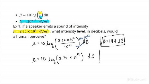 How to Calculate the Intensity Level of a Sound Wave | Physics | Study.com