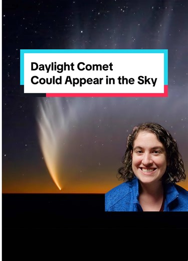 A comet is headed our way, and it could get SO bright you'll be able to see it in broad daylight. 👀 ☄️ On April 4, the comet C/2026 A1 (MAPS) will pass less than 100,000 miles above the Sun’s surface, where intense heat could cause its icy nucleus to crack or break apart. But if it makes it through, warming ice will release gas and dust that form a glowing comet tail, potentially making it bright enough to spot low in the western sky after sunset. #ScienceExplained #Comet #Astronomy #Space #Sol
