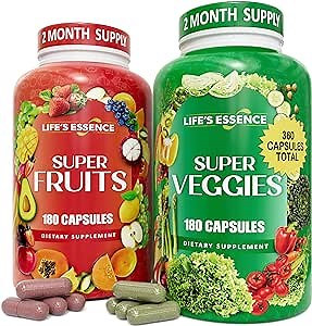 Nature's Core Fruit and Veggie Supplement - 360 Capsules - 100% Whole Super Fruit and Vegetable Vitamin, Made in USA, Soy Free, Vegan, Capsule Form - 90 Count (Pack of 4)