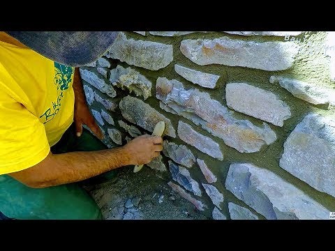 HOW TO BUILD NATURAL STONE WALL, RETAINING ROCK BOULDERS DETAIL MASONRY ADVICE TUTORIAL CONSTRUCTION