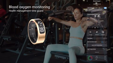 Smart Ring with Display Screen Health Tracker and Touch Button, Bluetooth Connection Health Ring Tracks/Sleep/Sports Activities, IP68 Waterproof (Silver, 10#)